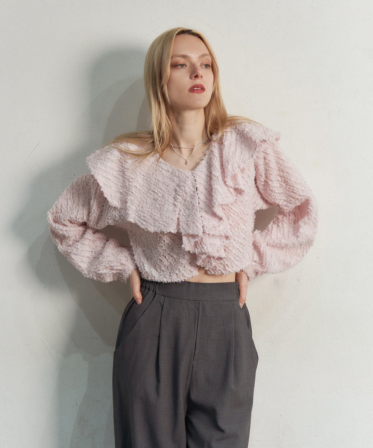 FRINGE JAQURD FRILL TOP – My shawty
