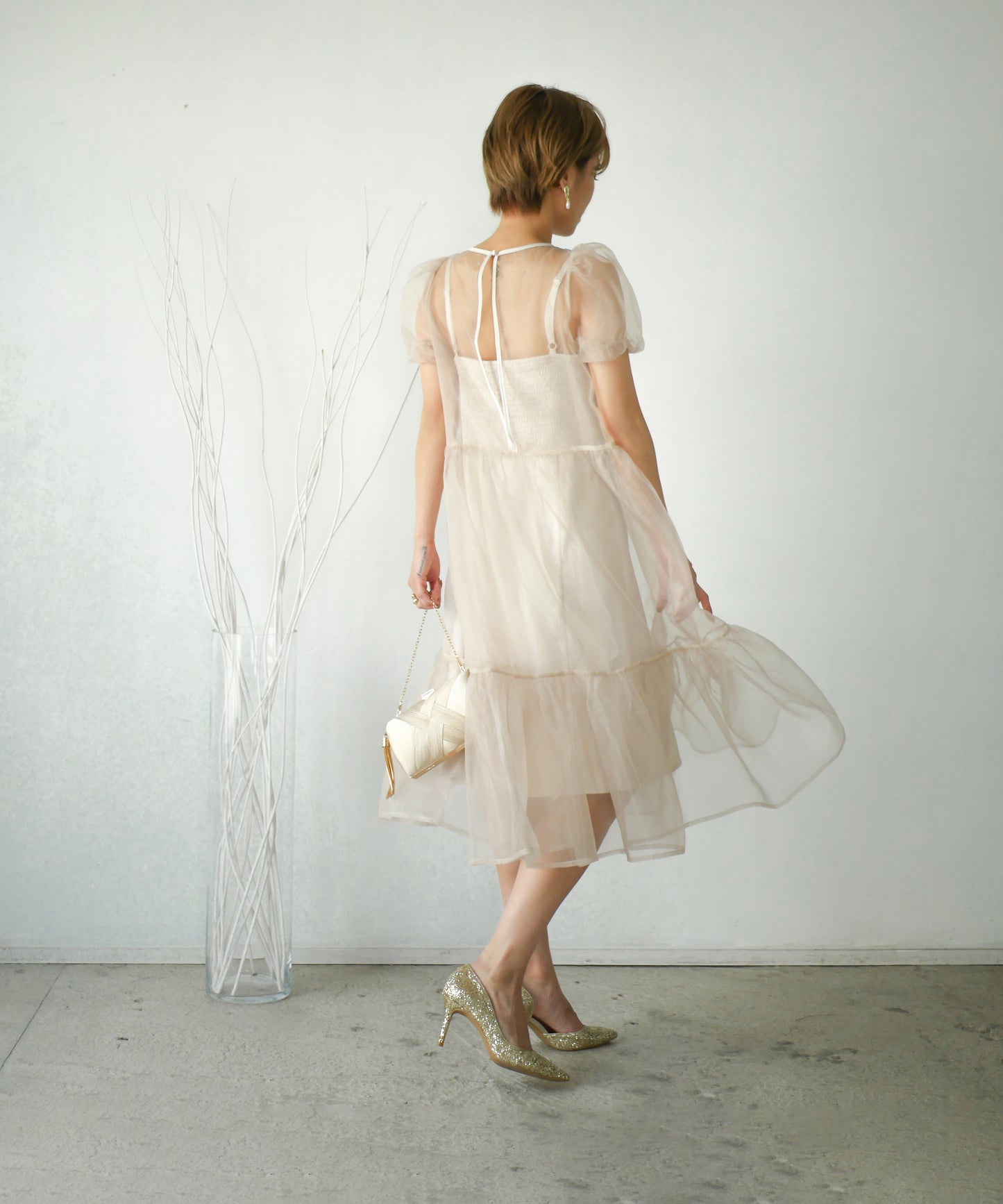BRENDA ORGANDY MIDI DRESS