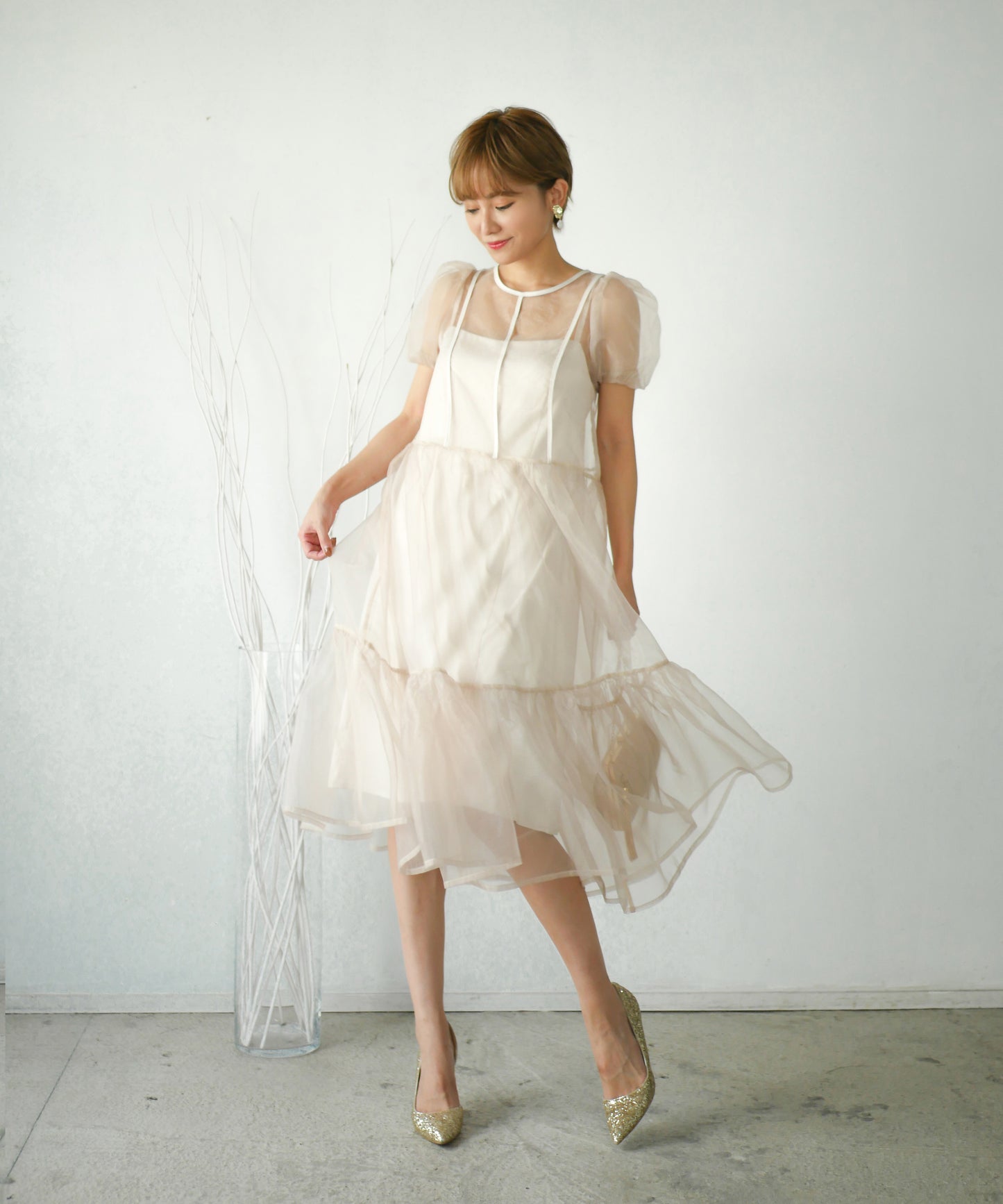 BRENDA ORGANDY MIDI DRESS