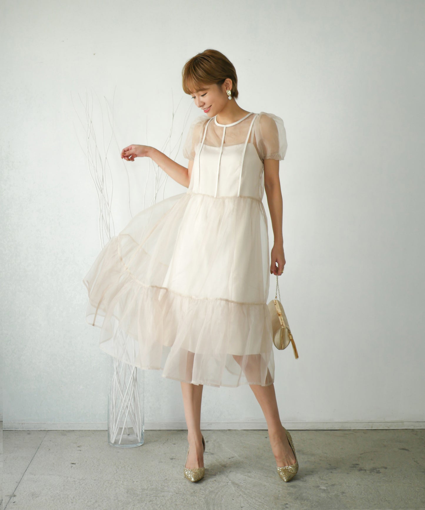 BRENDA ORGANDY MIDI DRESS