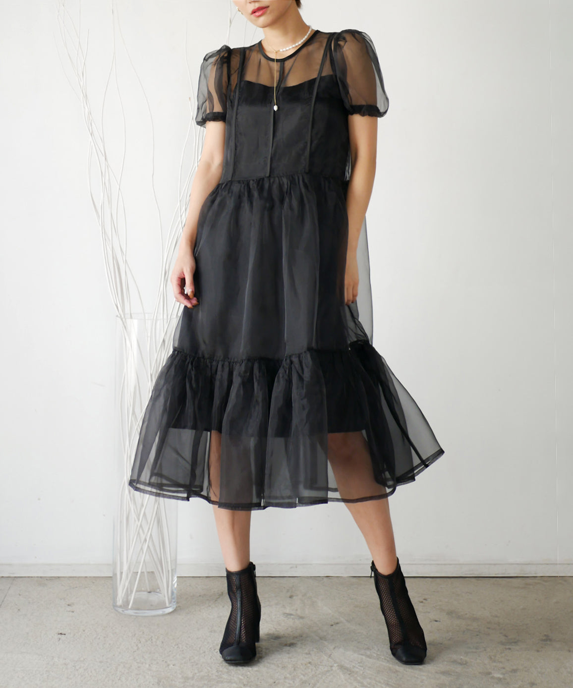 BRENDA ORGANDY MIDI DRESS