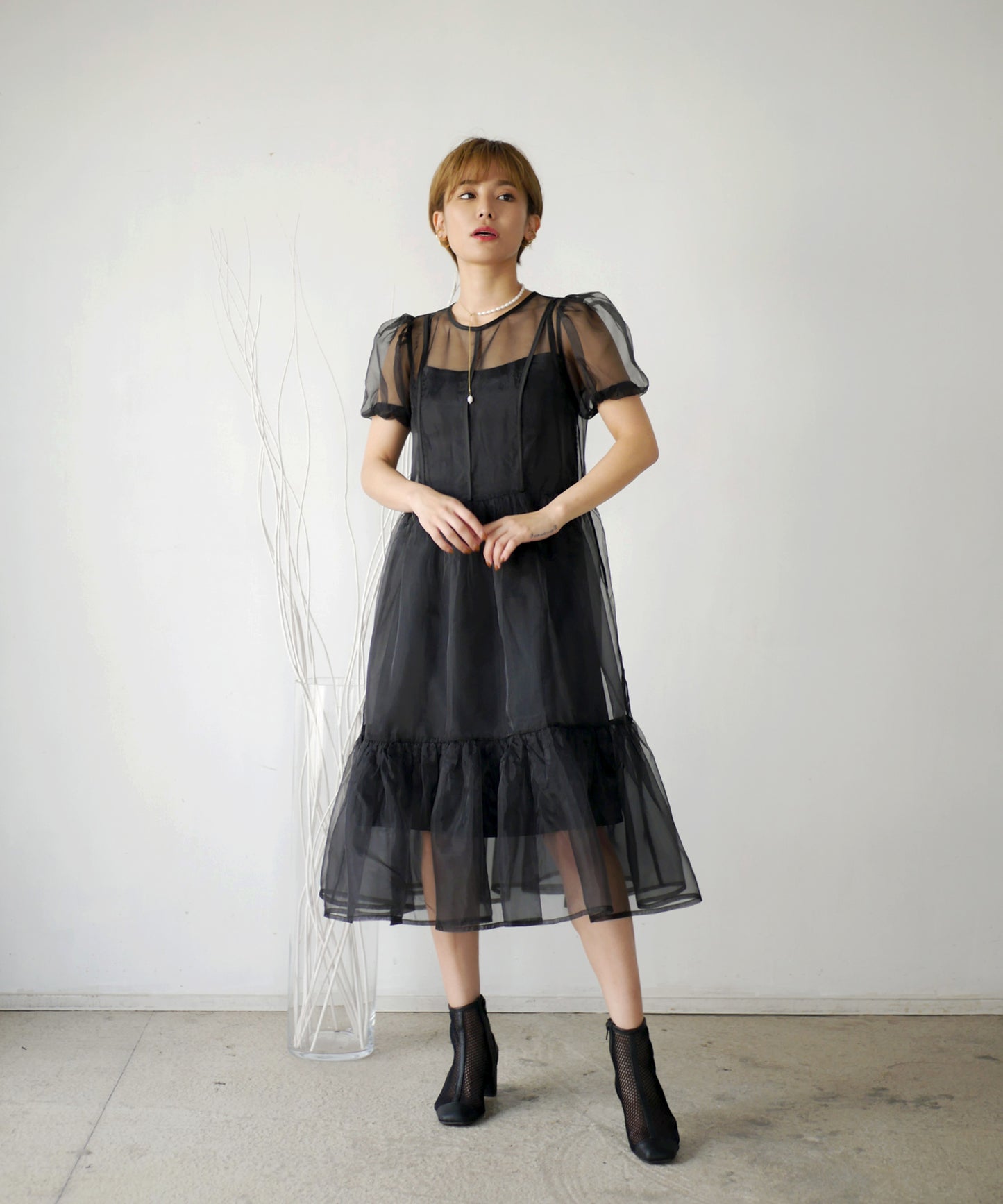 BRENDA ORGANDY MIDI DRESS