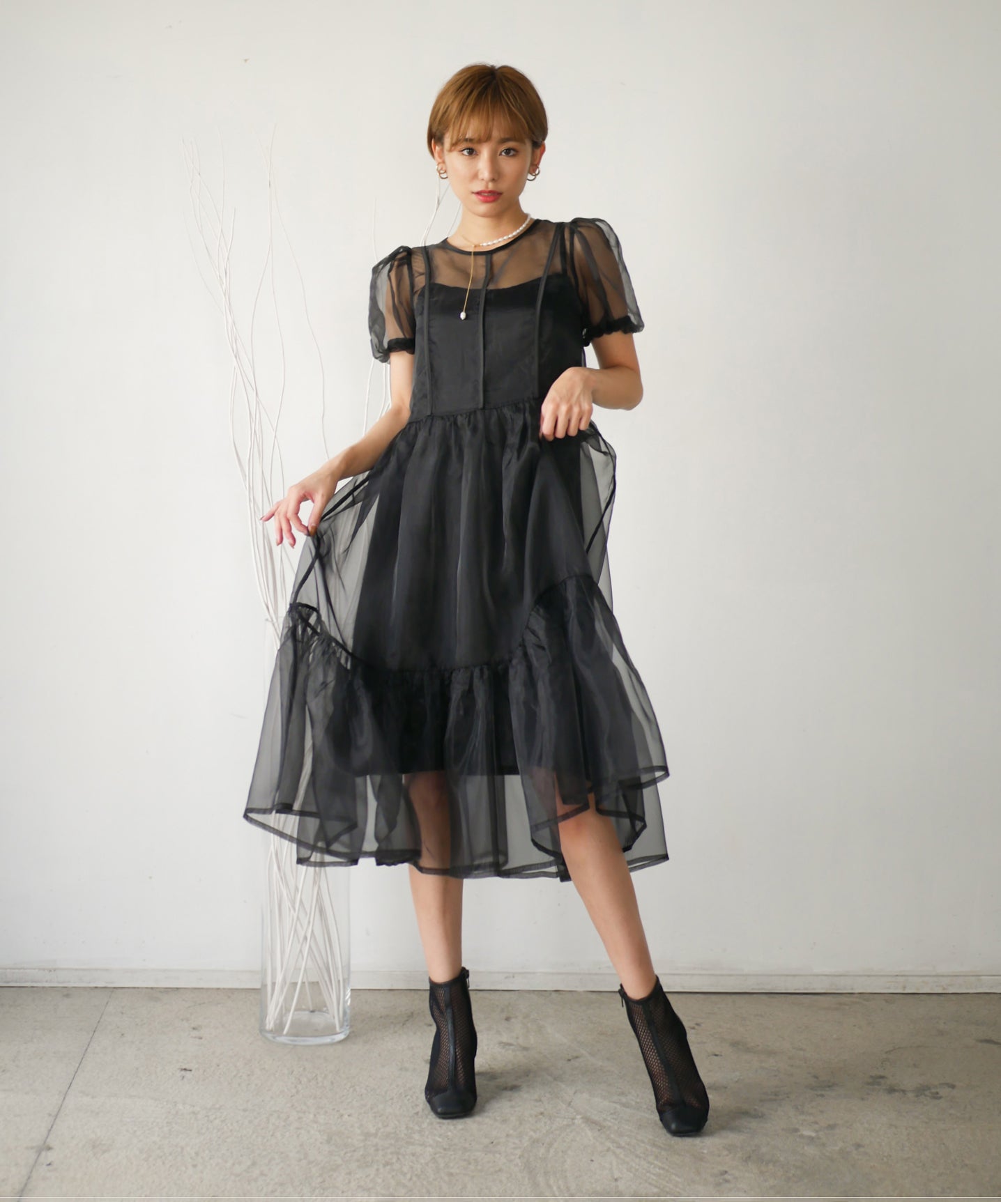 BRENDA ORGANDY MIDI DRESS