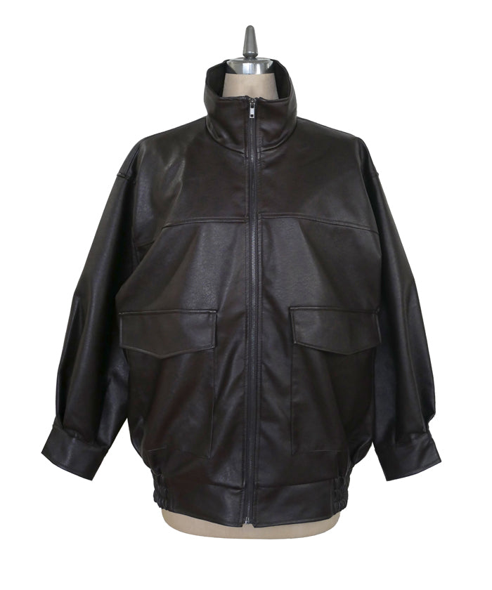 F/LEATHER STAND OVER BLOUSON