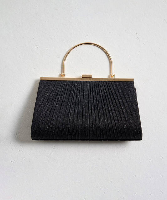 PLEATS LAME HAND BAG