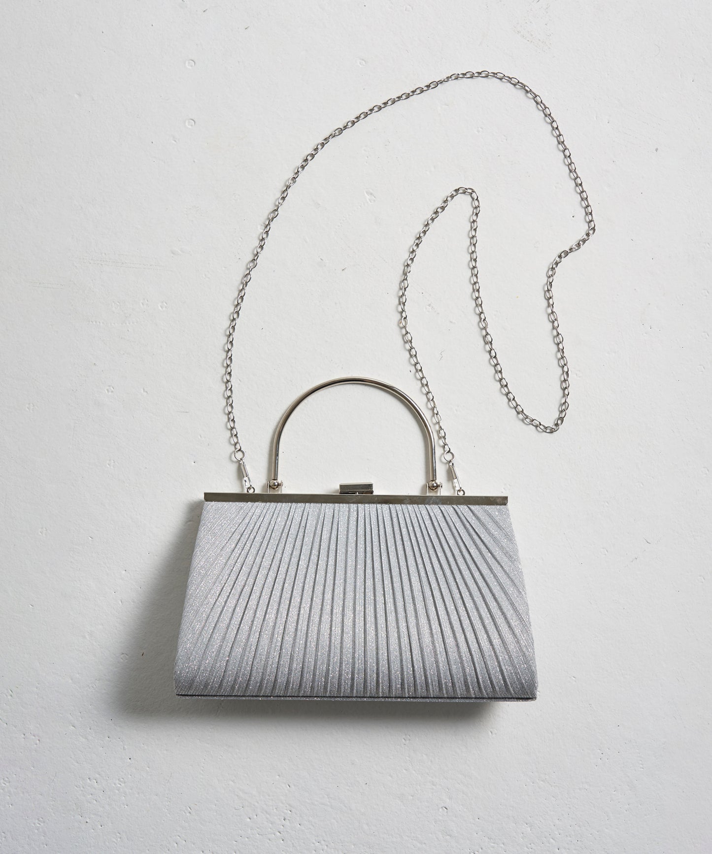 PLEATS LAME HAND BAG
