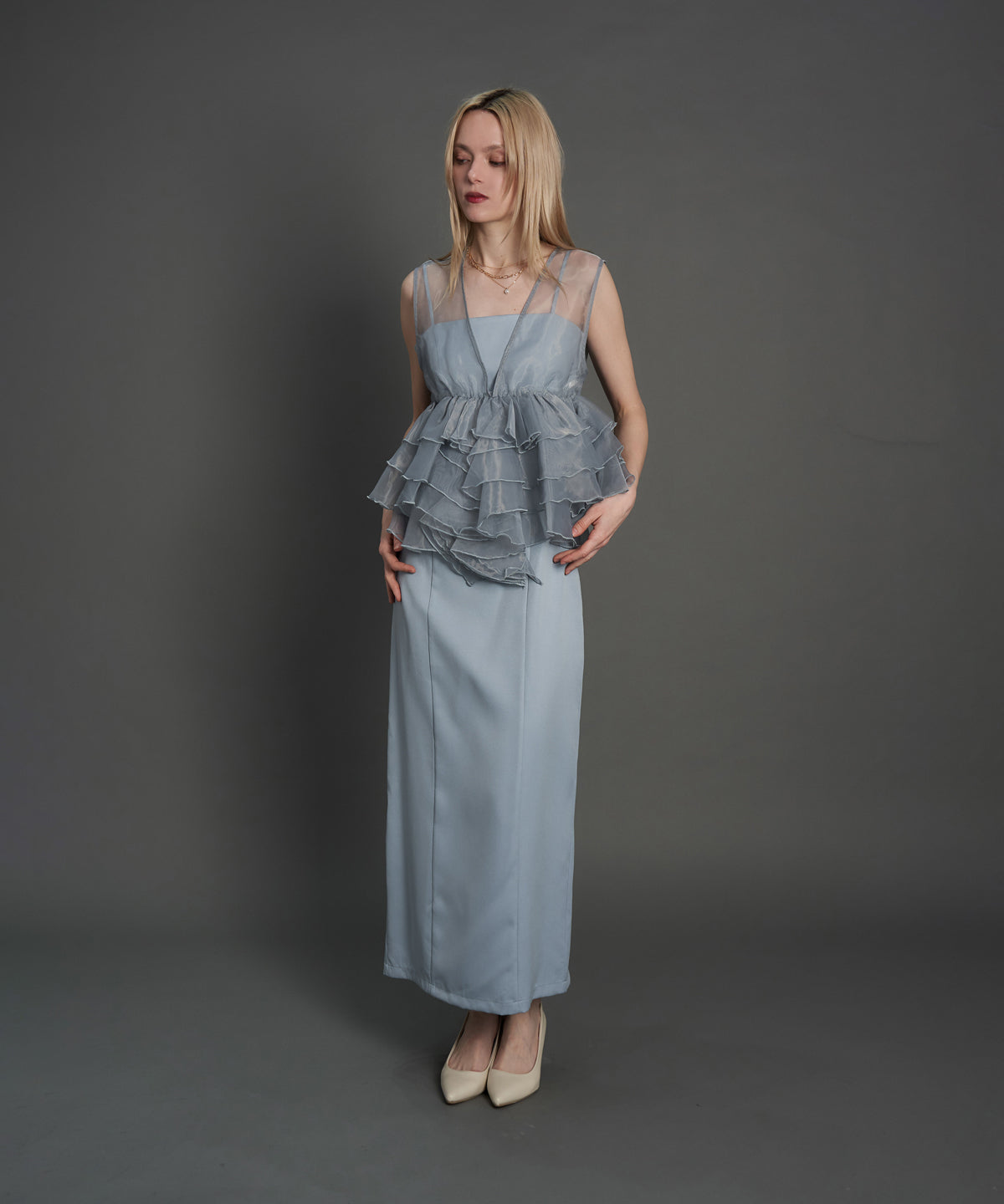 SHEER VOLUME TOP DRESS