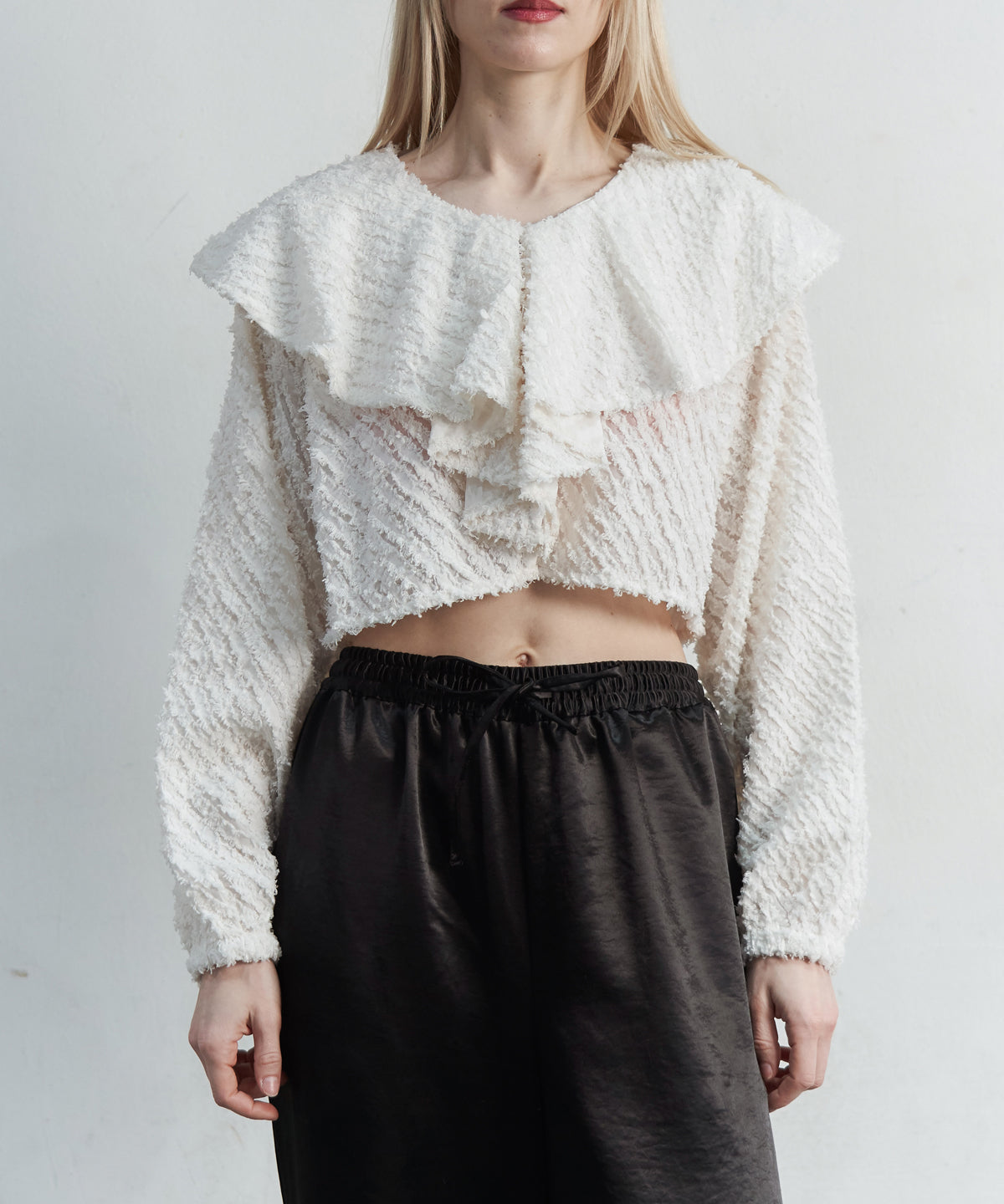 FRINGE JAQURD FRILL TOP – My shawty