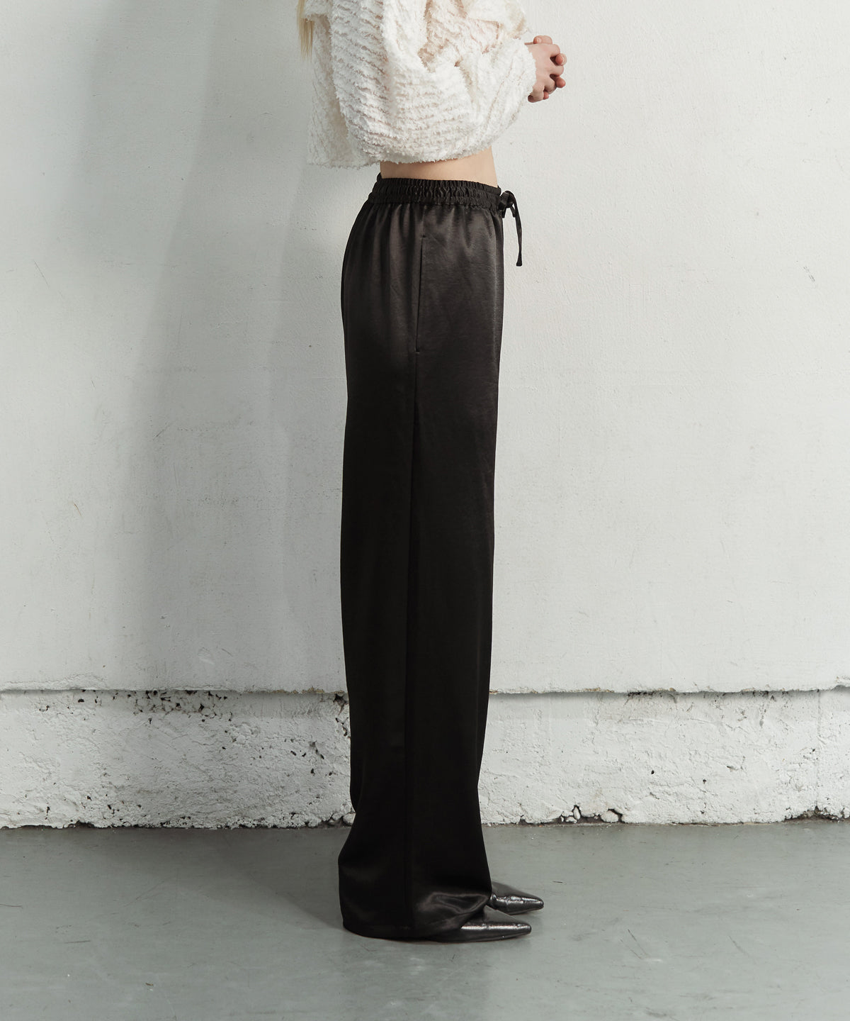 SATIN EASY WIDE PANTS