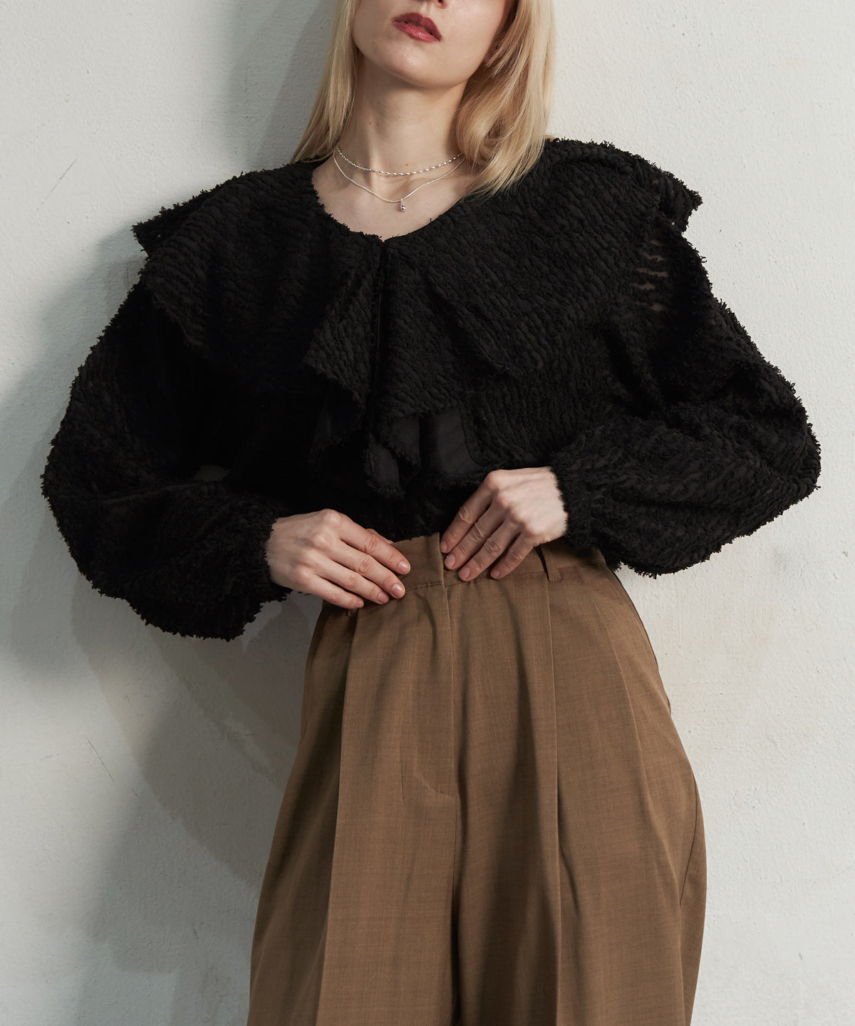 FRINGE JAQURD FRILL TOP – My shawty