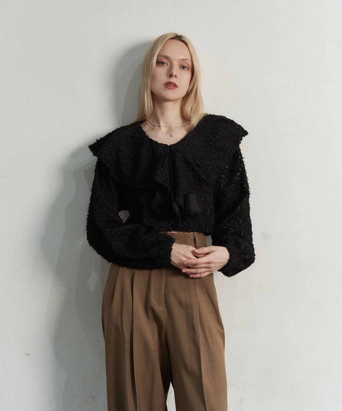 FRINGE JAQURD FRILL TOP