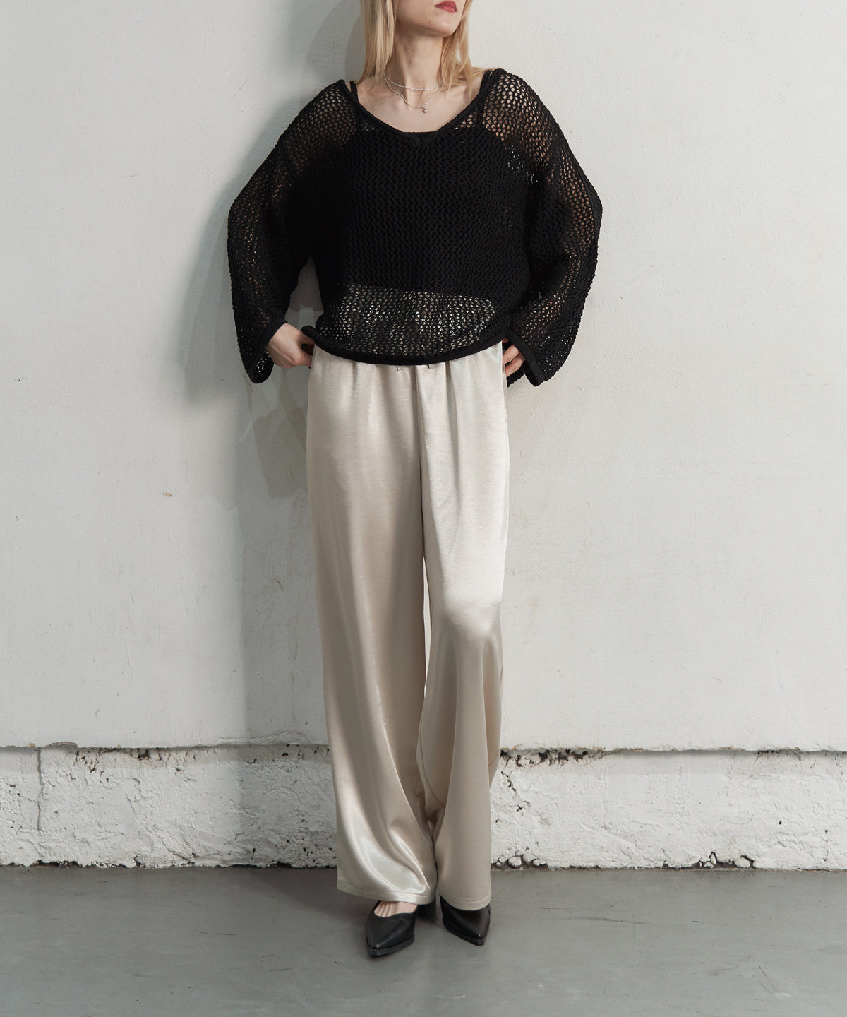 SATIN EASY WIDE PANTS