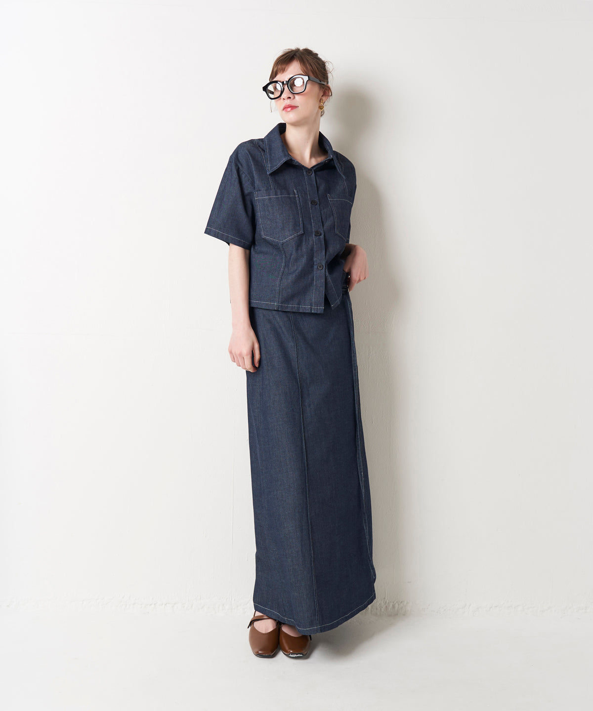 DENIM SKIRT SET UP
