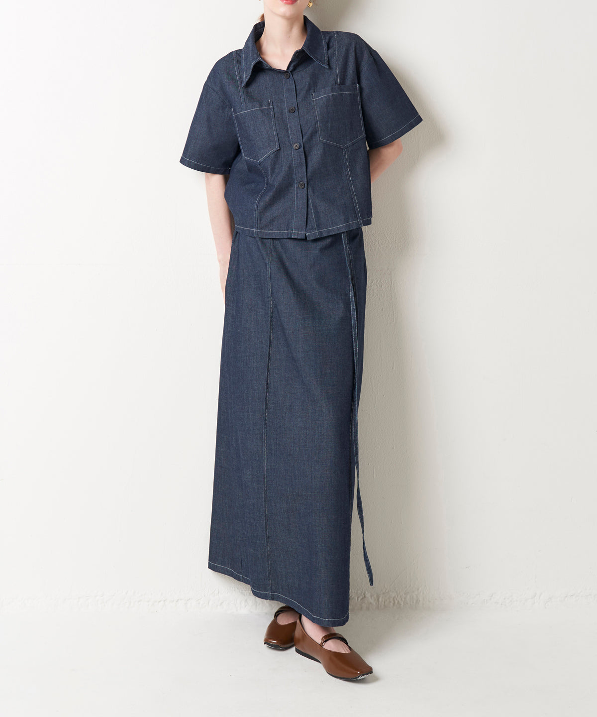 DENIM SKIRT SET UP