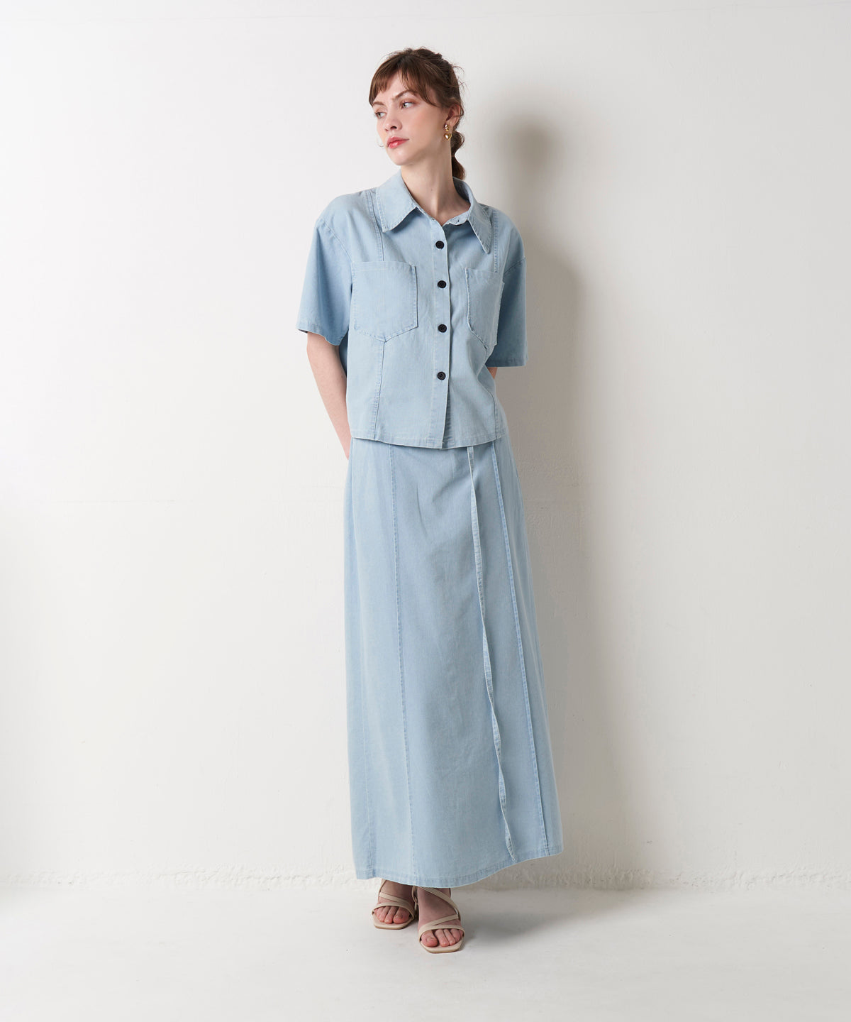 DENIM SKIRT SET UP