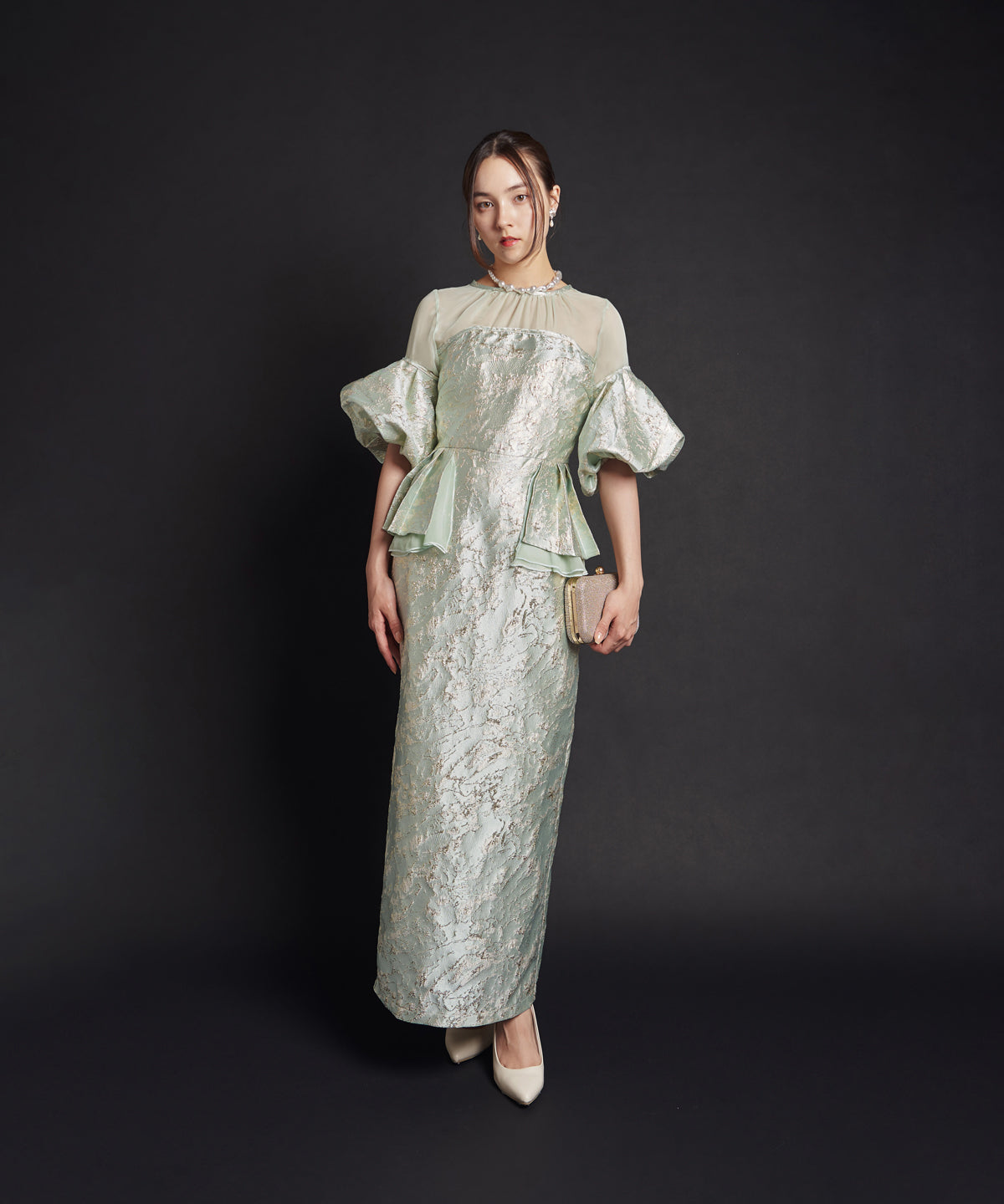 JACQUARD OFF SHOLDER DRESS