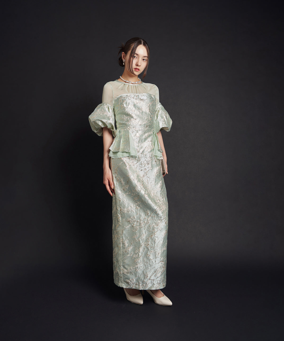 JACQUARD OFF SHOLDER DRESS