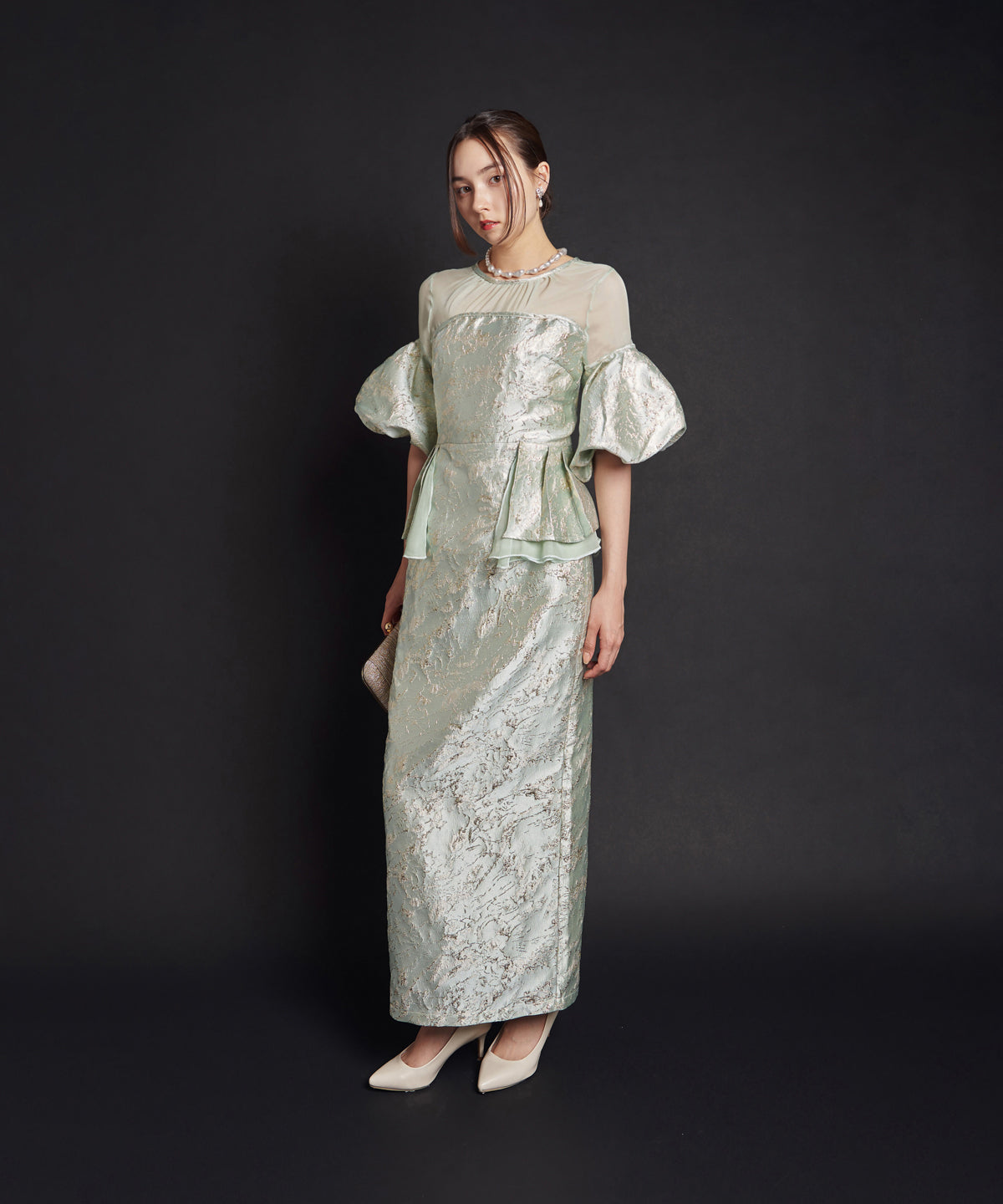 JACQUARD OFF SHOLDER DRESS