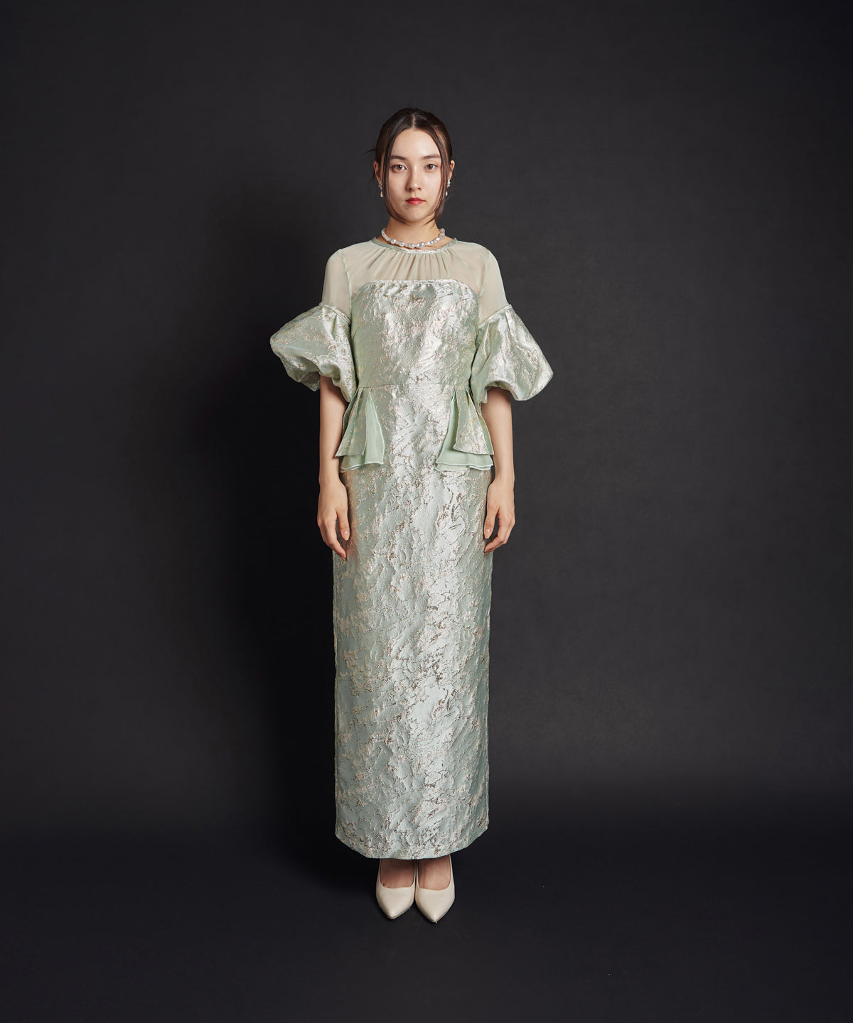 JACQUARD OFF SHOLDER DRESS