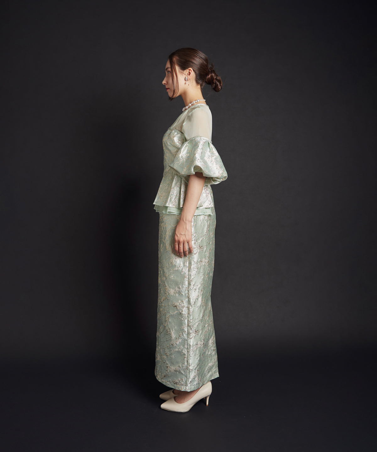 JACQUARD OFF SHOLDER DRESS
