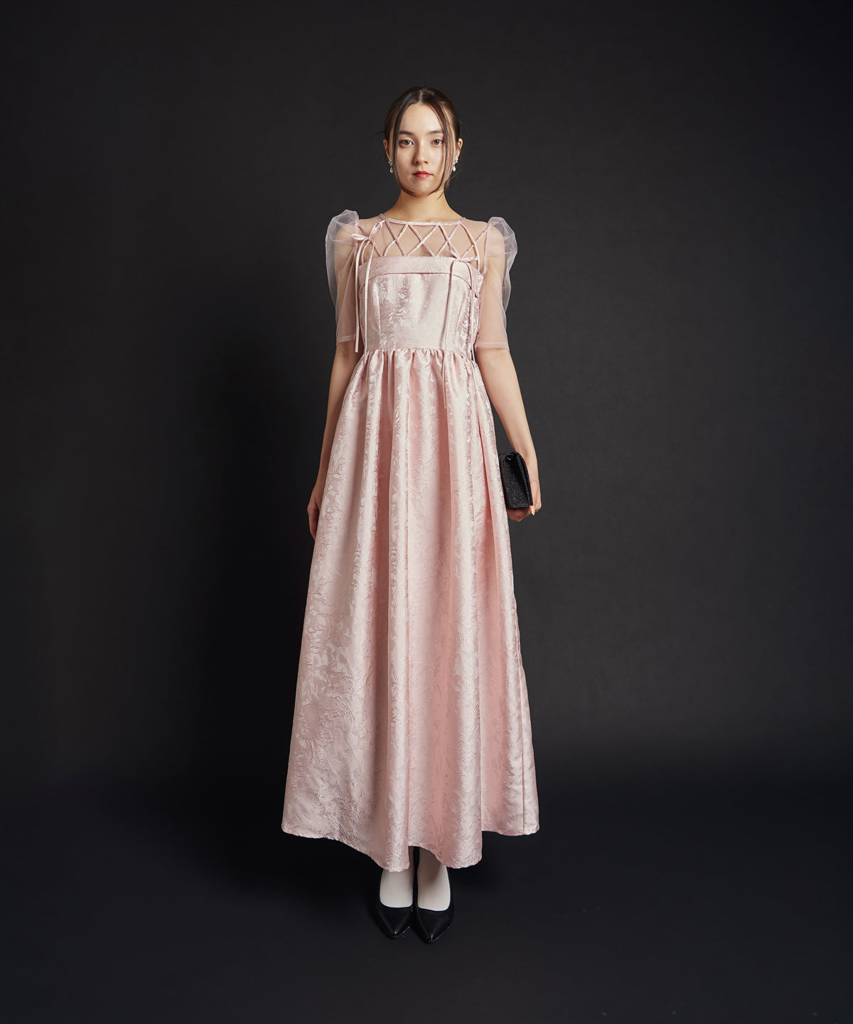 RIBBON MOTIF JACQUARD DRESS