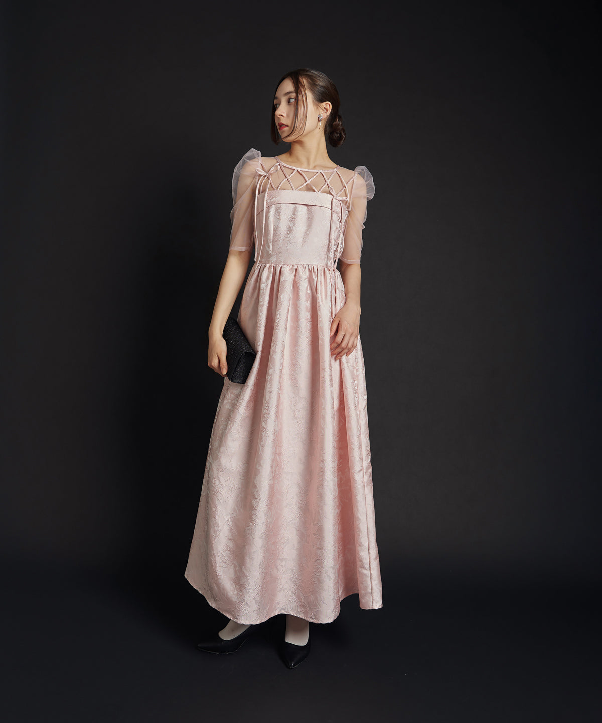 RIBBON MOTIF JACQUARD DRESS