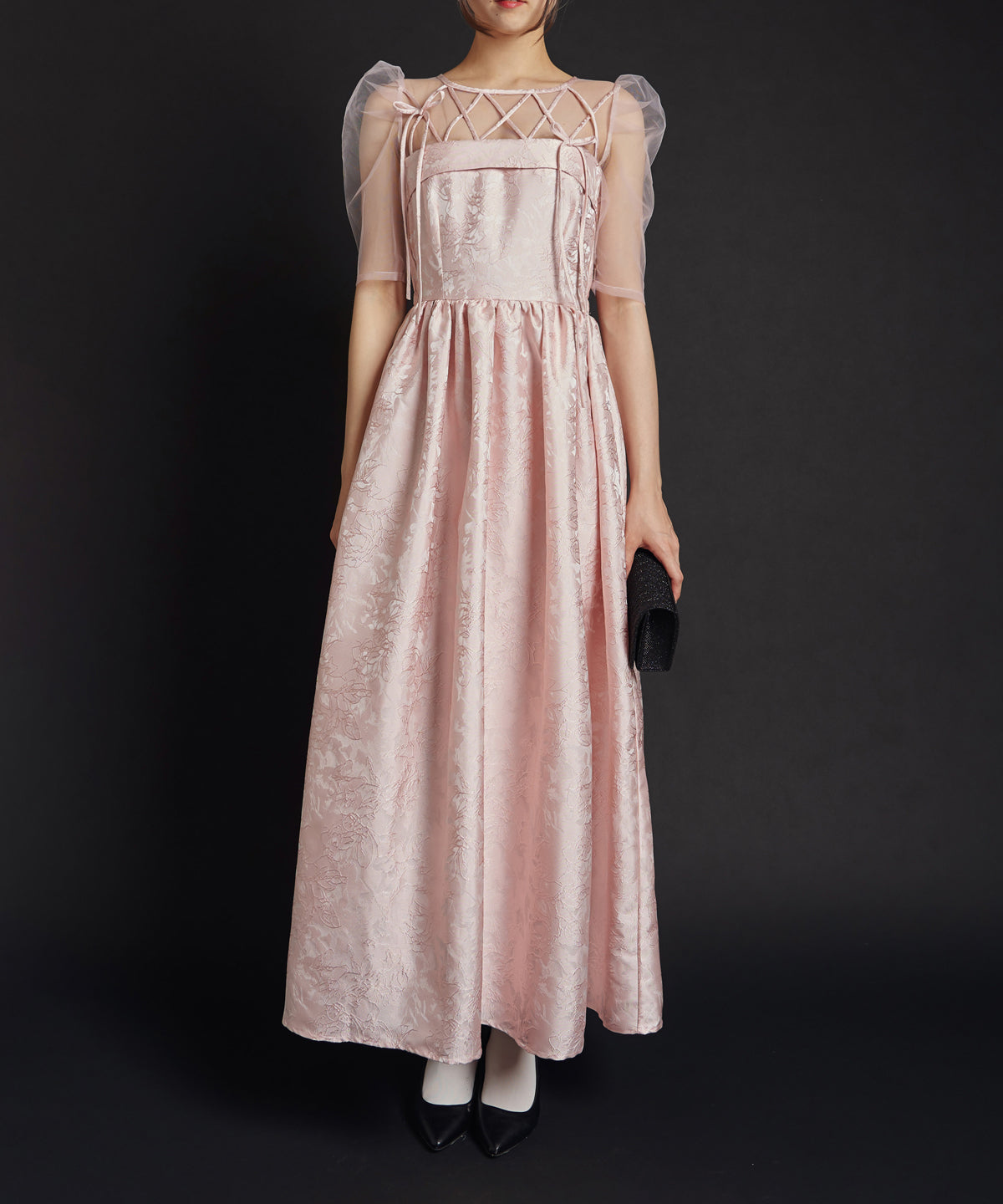 RIBBON MOTIF JACQUARD DRESS