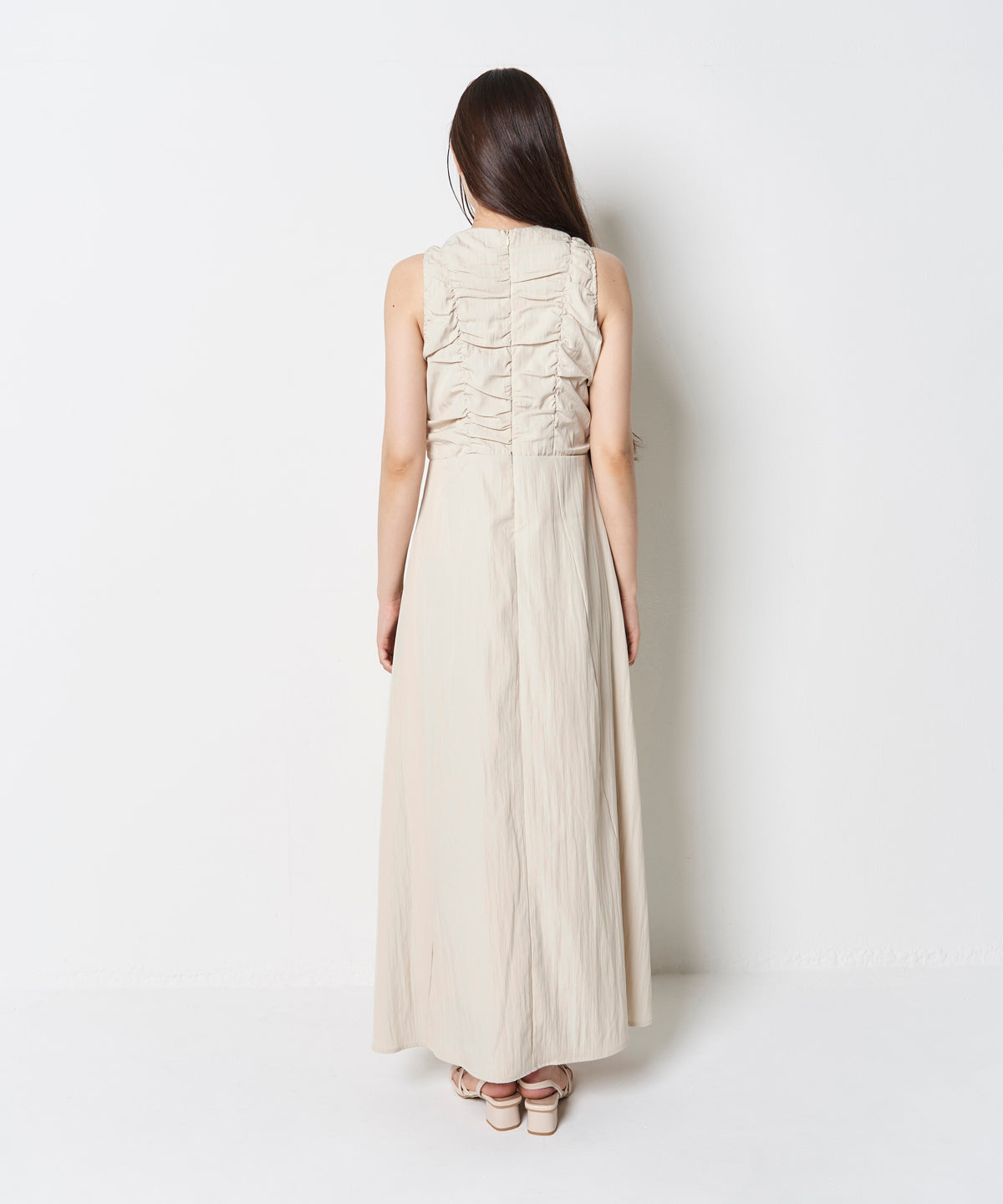 LINEN LIKE GATHER ONEPIECE