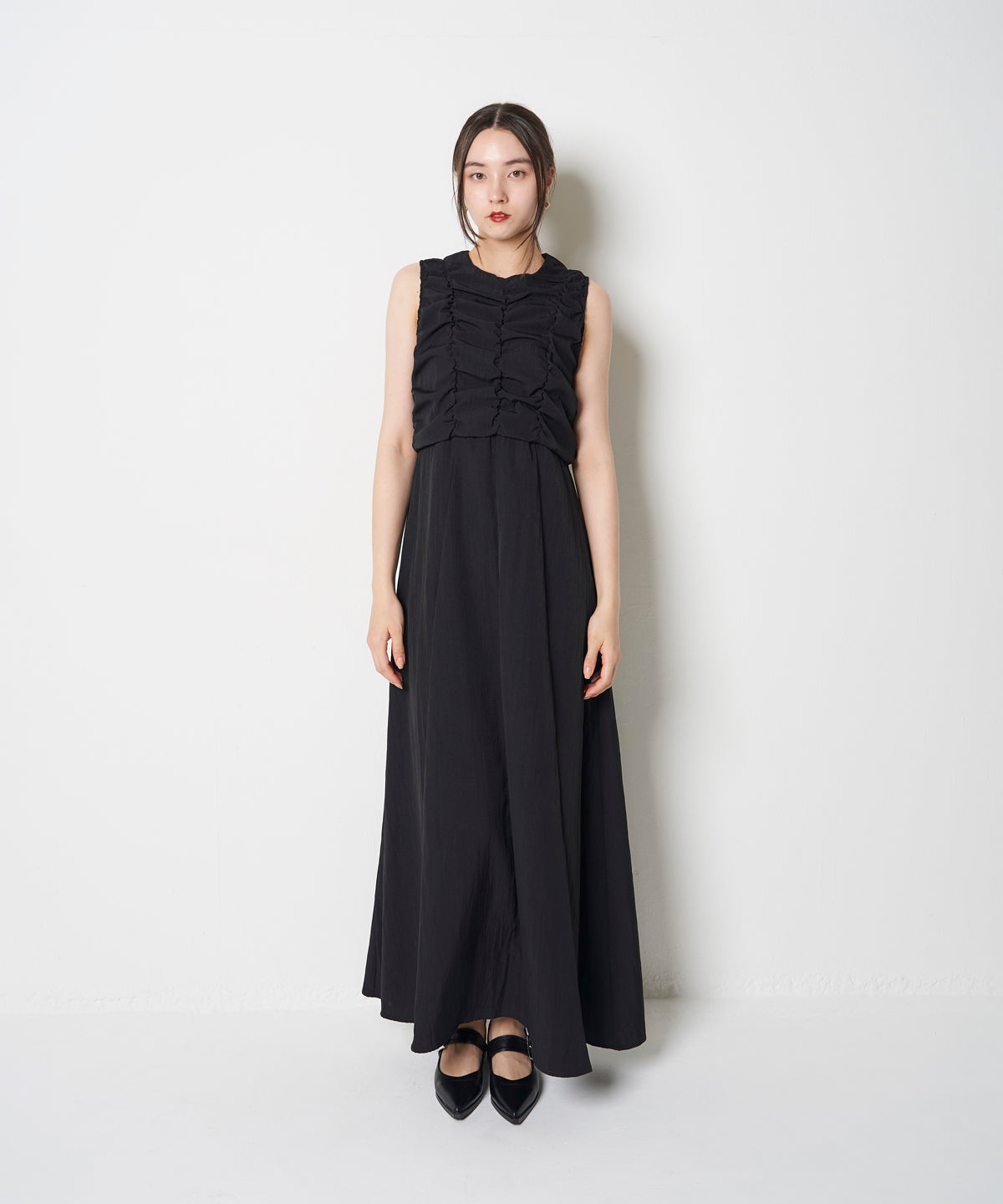 LINEN LIKE GATHER ONEPIECE
