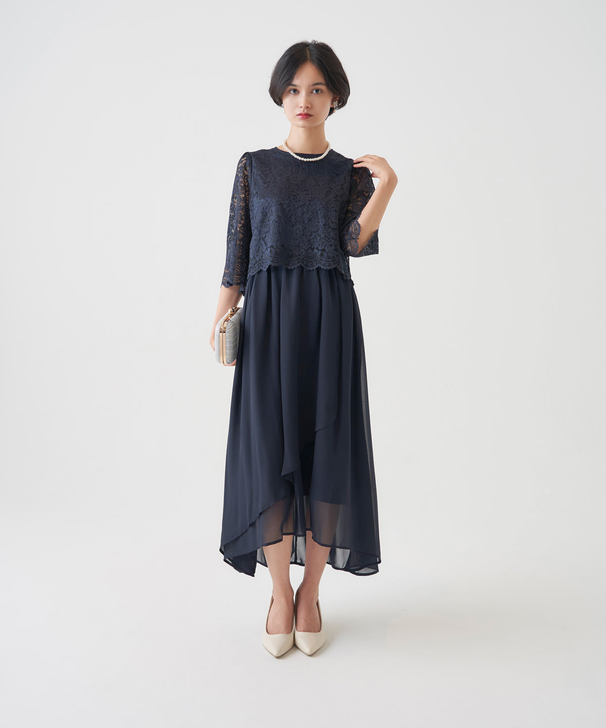 CHIFFON LACE LONG DRESS