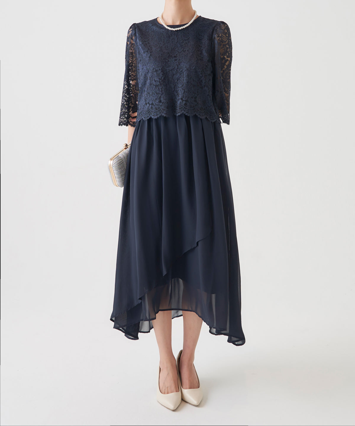CHIFFON LACE LONG DRESS