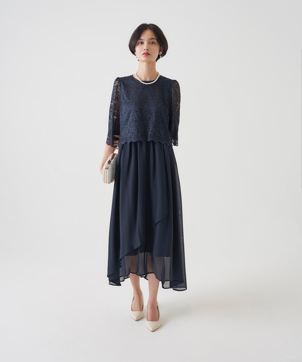 CHIFFON LACE LONG DRESS