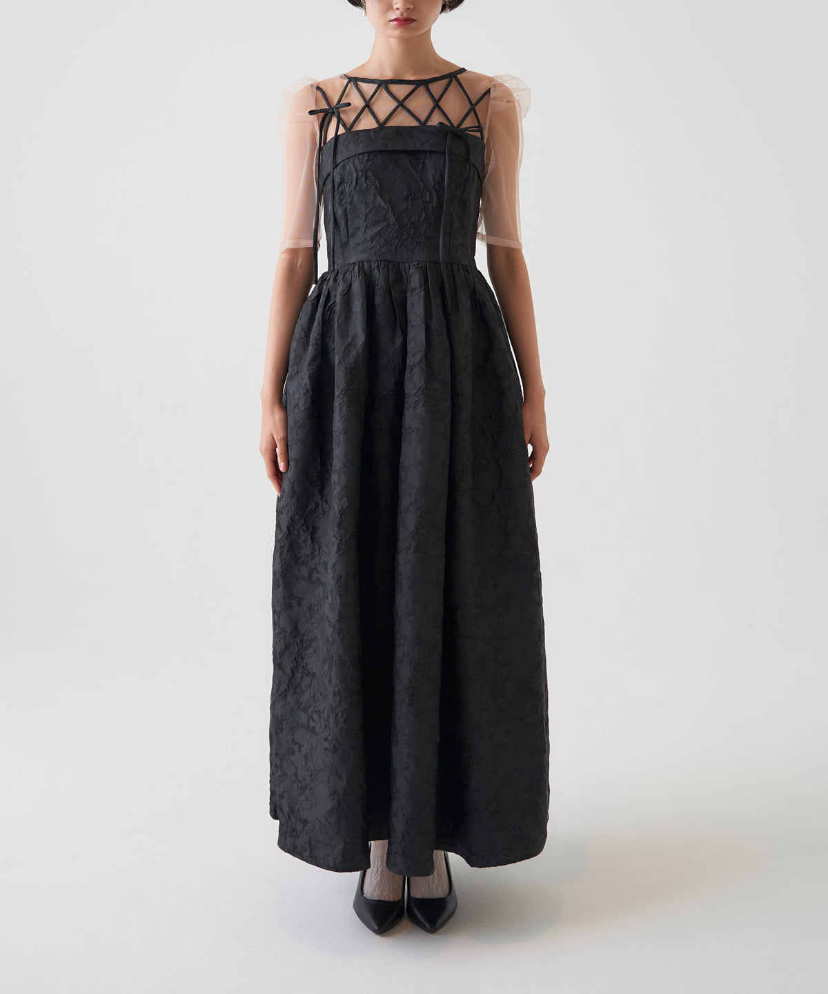 RIBBON MOTIF JACQUARD DRESS