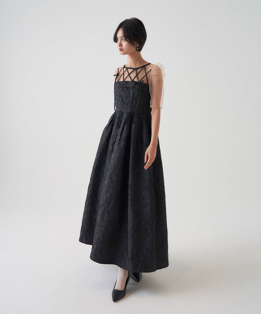 RIBBON MOTIF JACQUARD DRESS