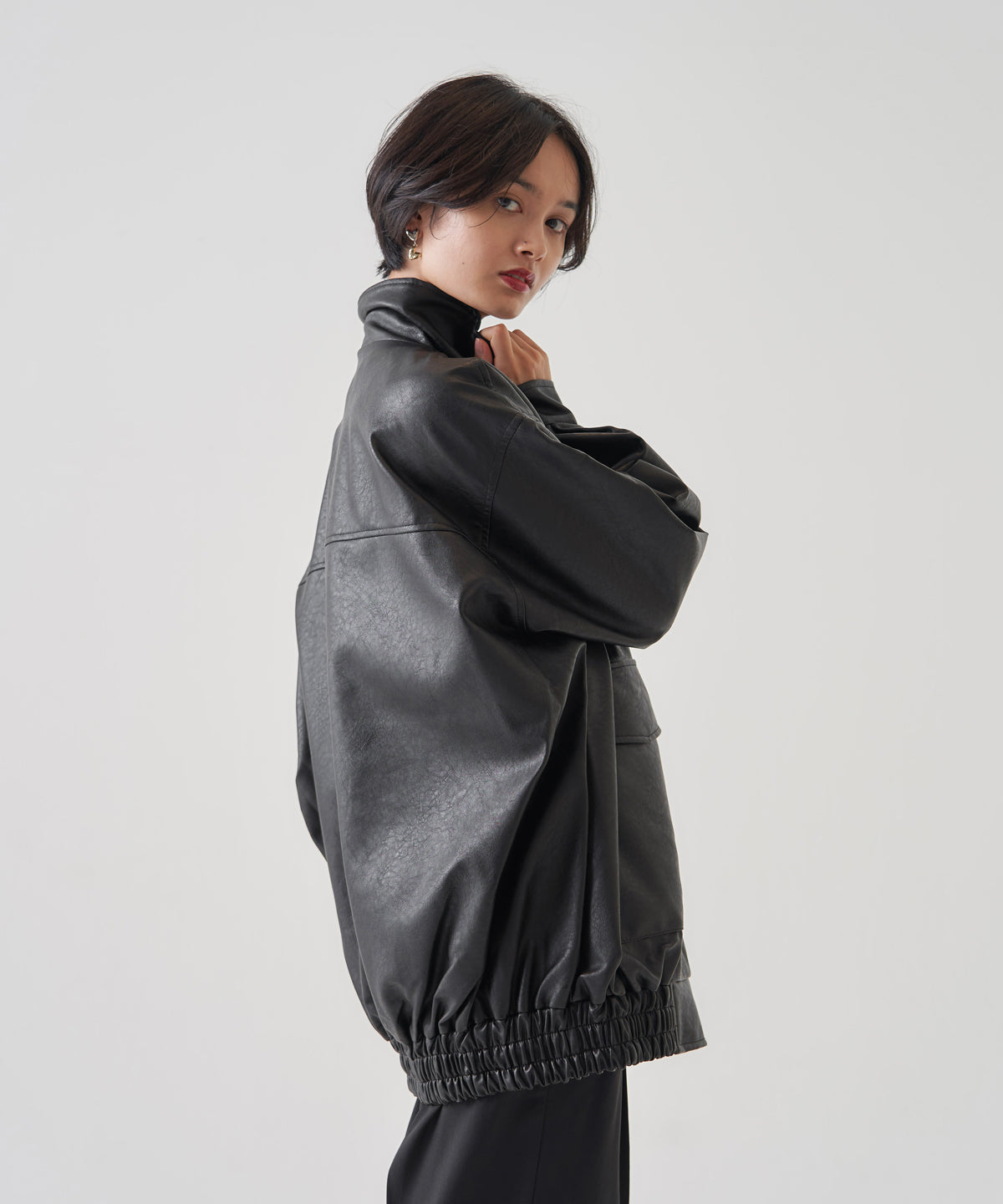 F/LEATHER STAND OVER BLOUSON