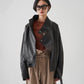 F/LEATHER BIKER JACKET