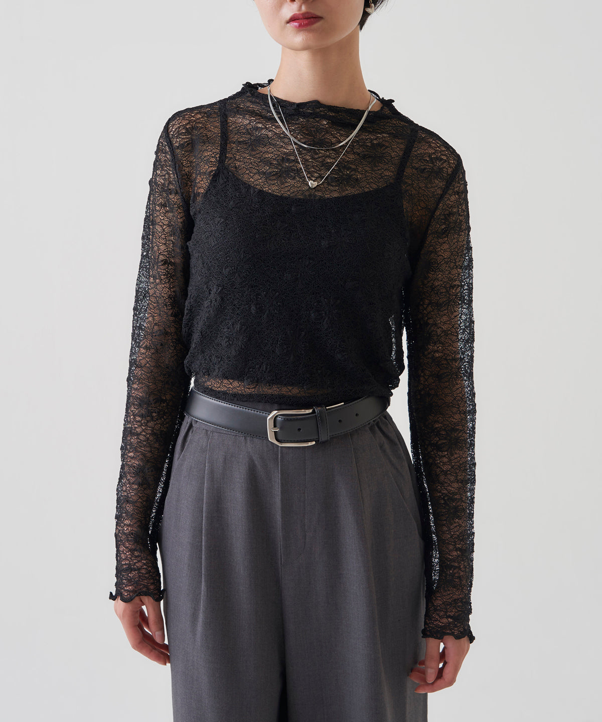 LACE MOCK NECK TOP