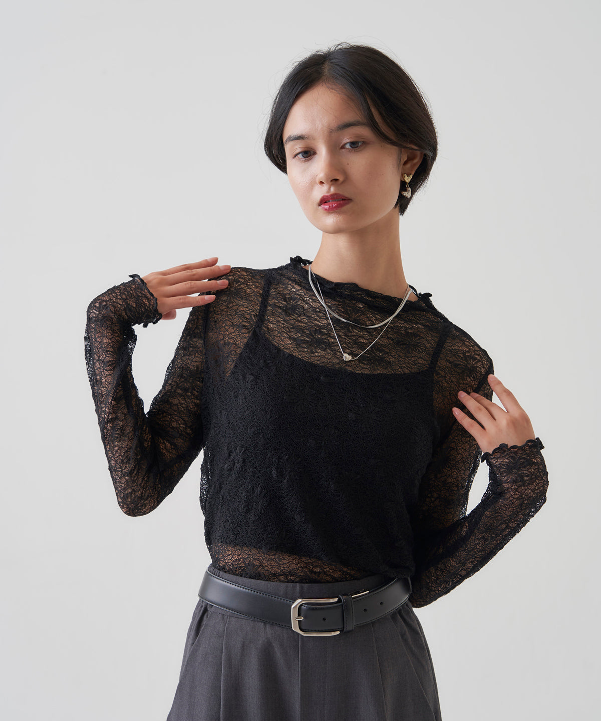 LACE MOCK NECK TOP
