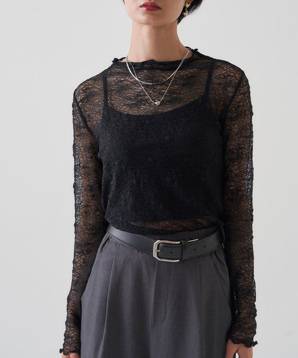 LACE MOCK NECK TOP