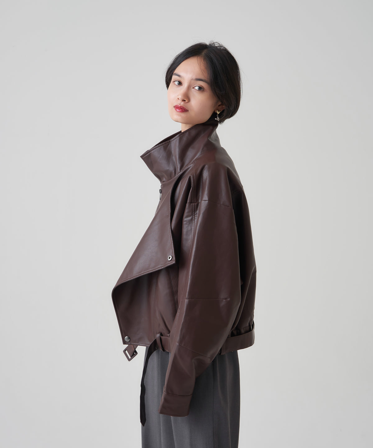 F/LEATHER BIKER JACKET