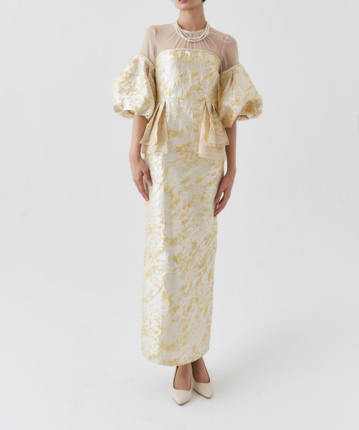 JACQUARD OFF SHOLDER DRESS