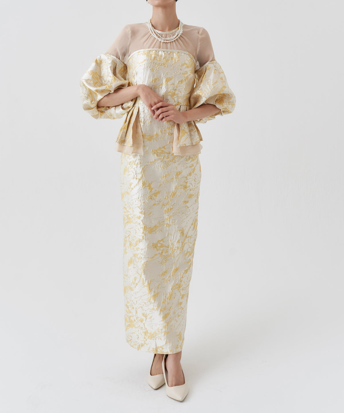 JACQUARD OFF SHOLDER DRESS