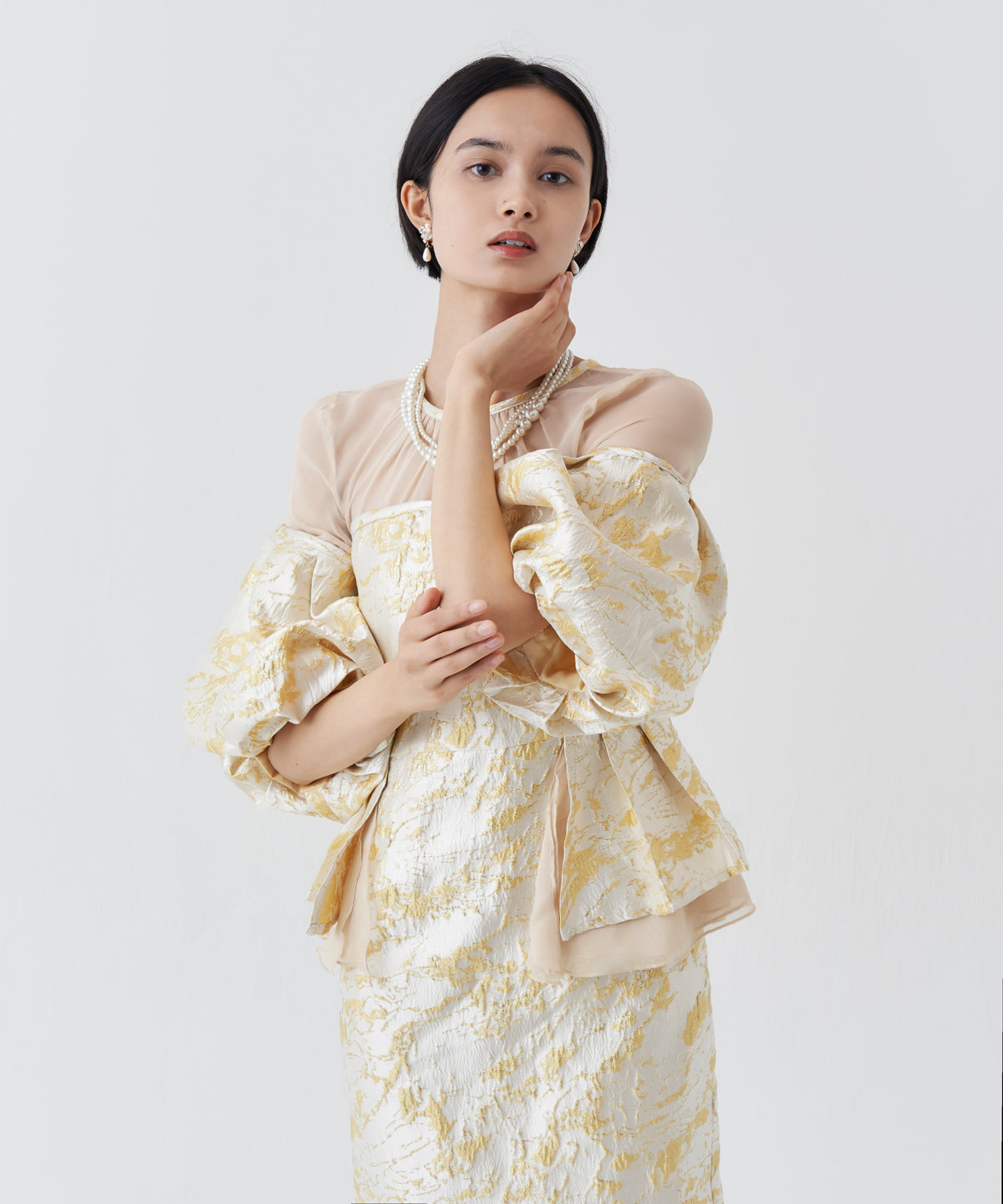 JACQUARD OFF SHOLDER DRESS