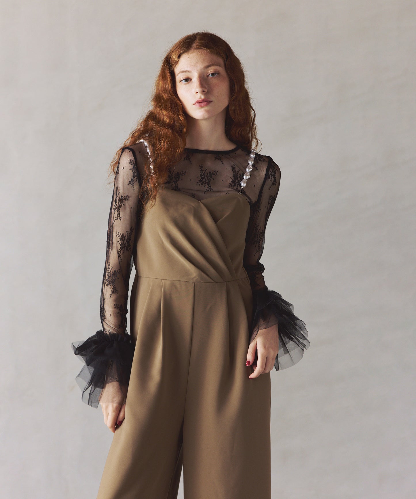 2WAY PEARL STRAP PANTS DRESS