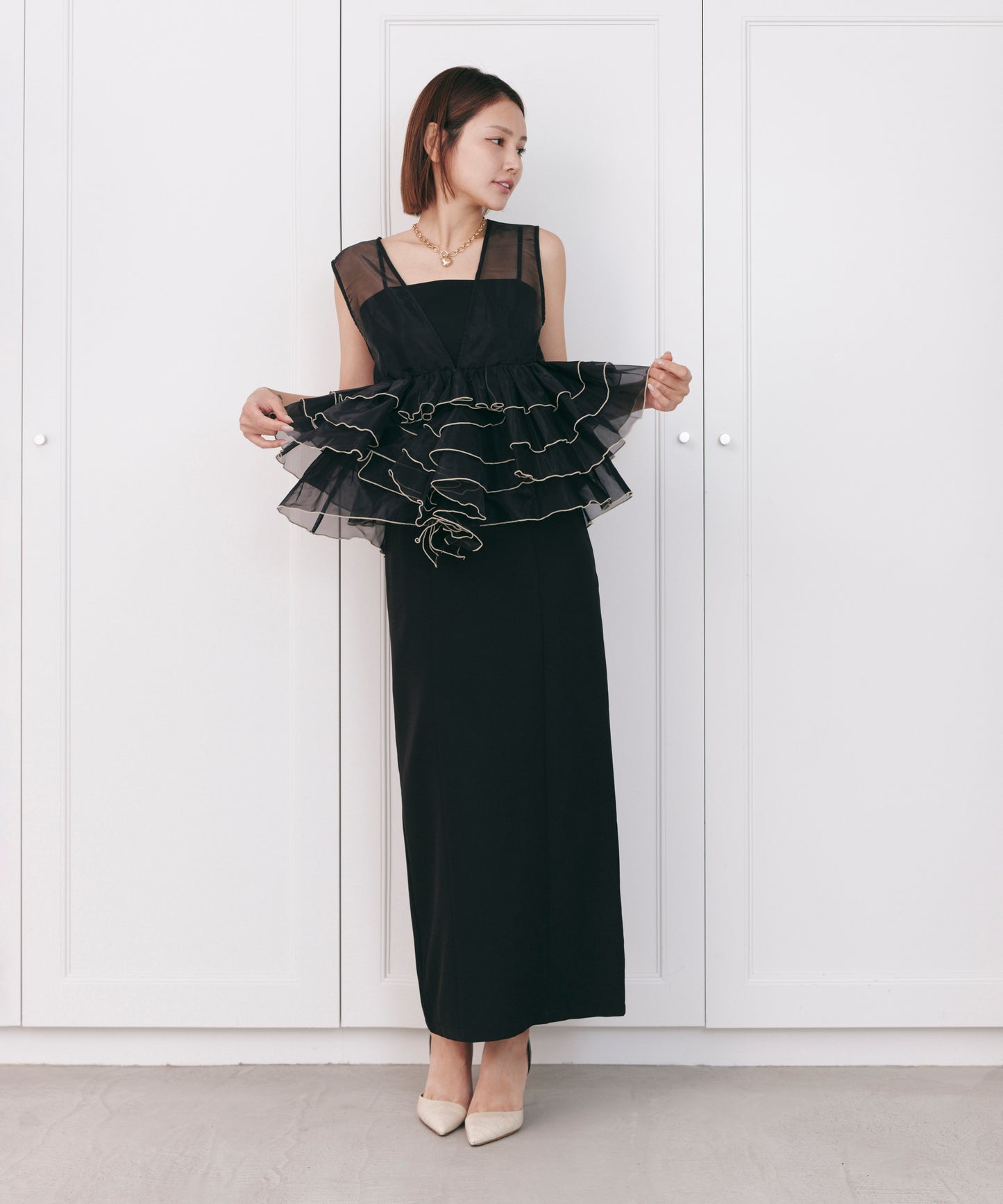 SHEER VOLUME TOP DRESS