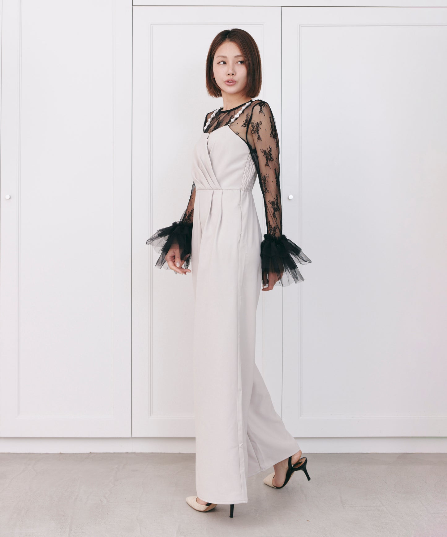 2WAY PEARL STRAP PANTS DRESS