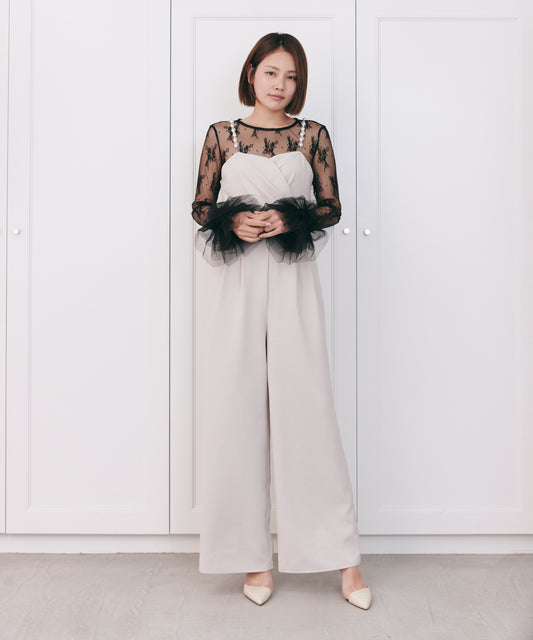 2WAY PEARL STRAP PANTS DRESS