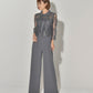HIGHT NECK LACE PANTS DRESS