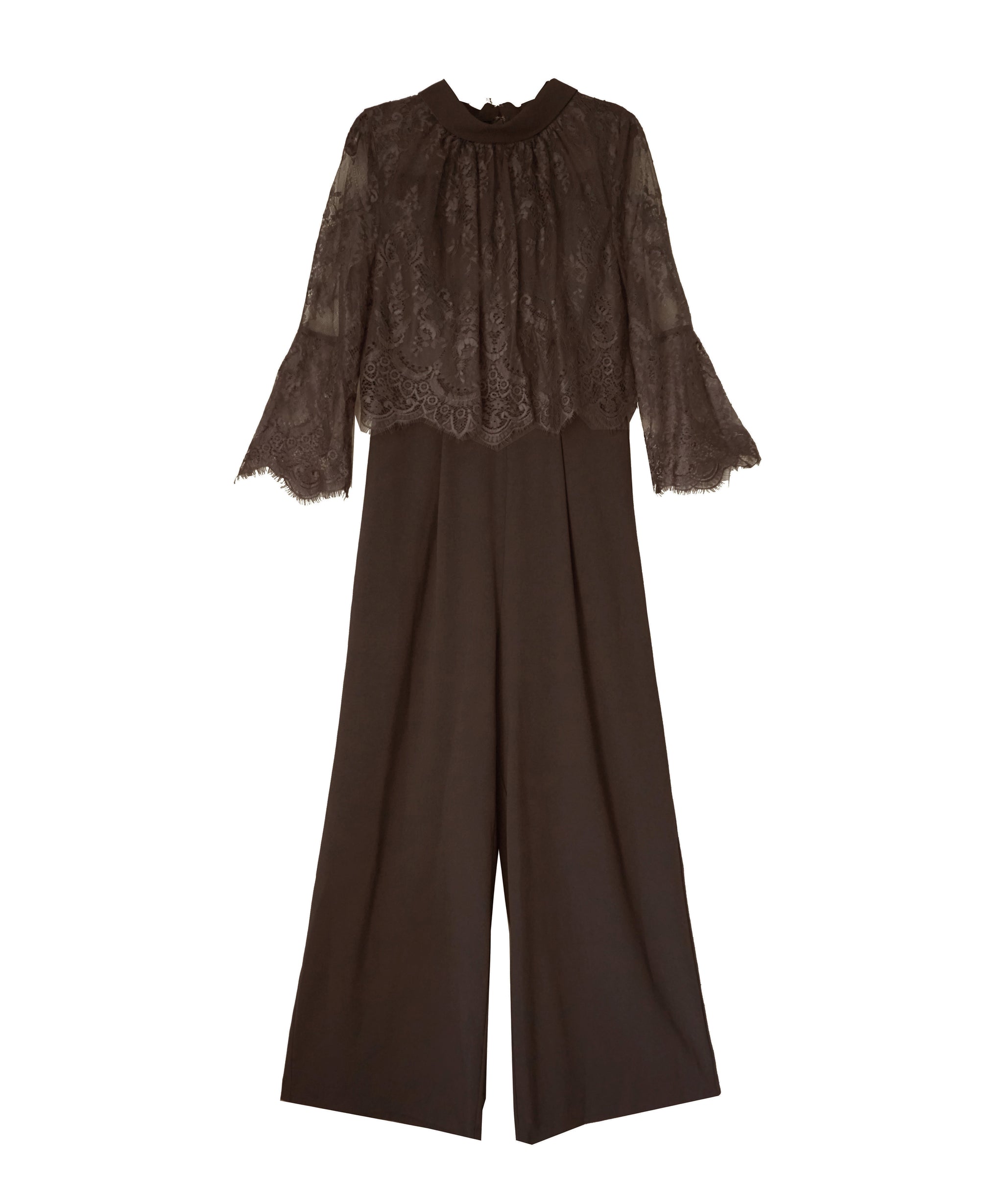 HIGHT NECK LACE PANTS DRESS