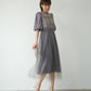 LACE COMBI PLEATS DRESS